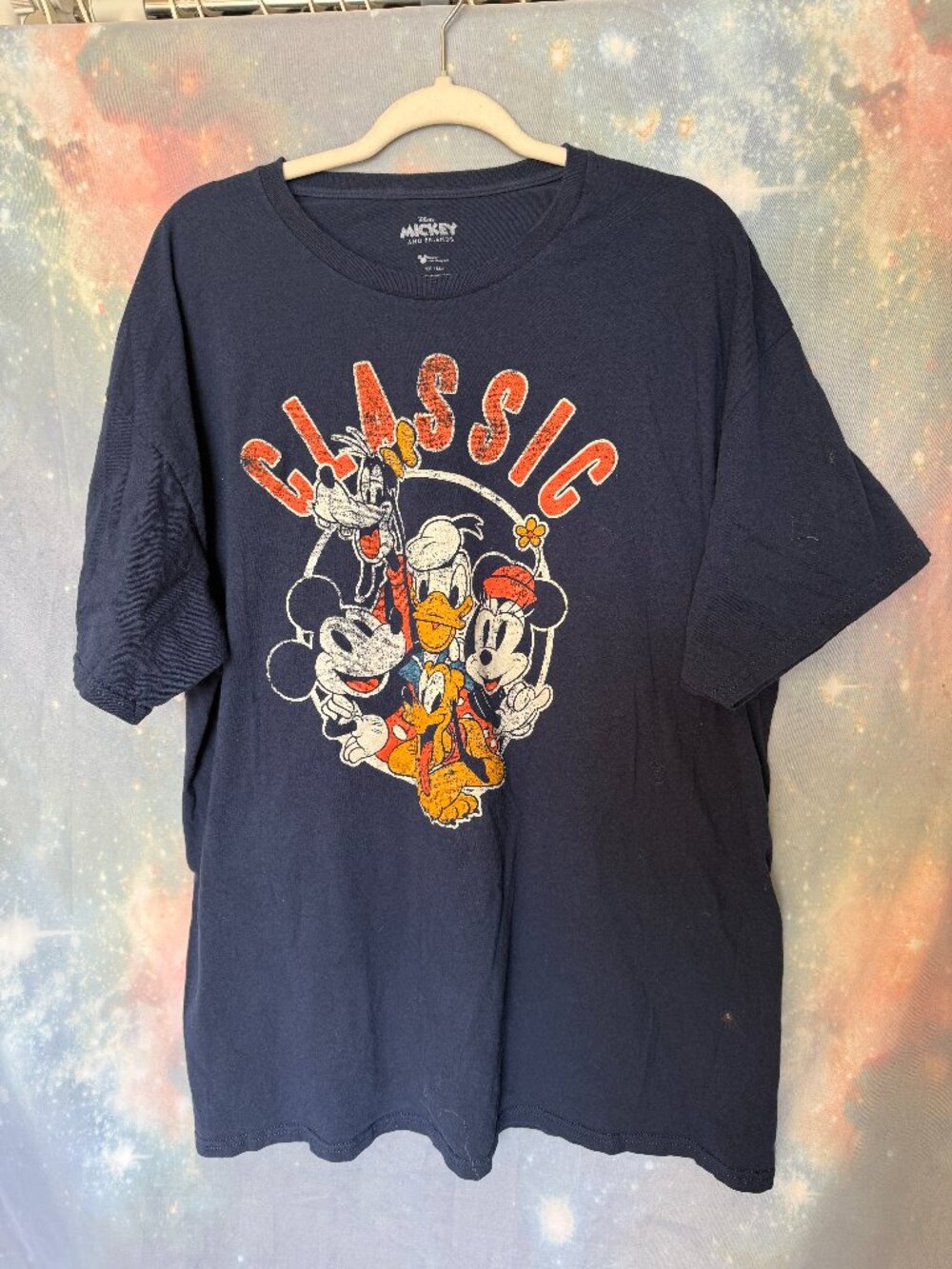Disney Mickey and Friends Classic Navy Graphic Tee T-Shirt Oversized XS